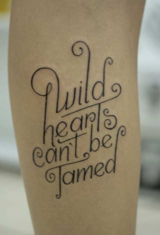 Love Quote Tattoo On Leg
