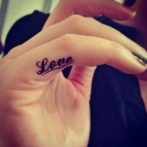 Lovely Love Tattoo On Finger
