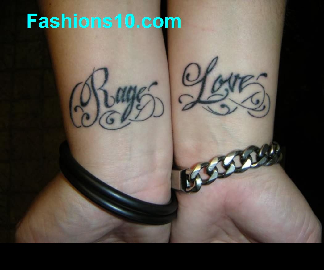 Lovely Rage Love Tattoos On Both Wrists