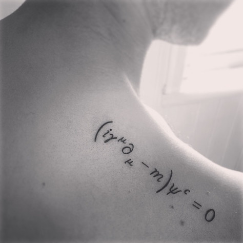 Math Dirac Equation Tattoo On Upper Shoulder