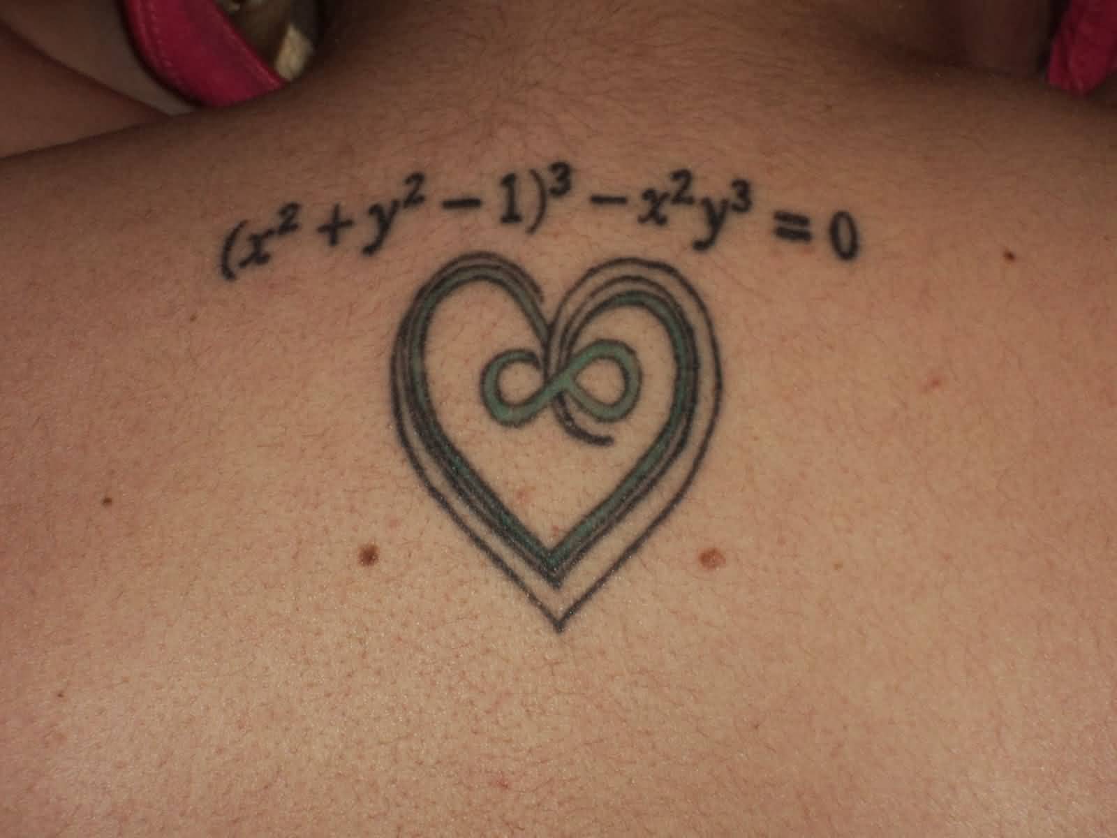 Math Formula Equation With Heart Tattoo On Upper Back