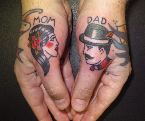 Mom And Dad Thumbs Traditional Tattoo