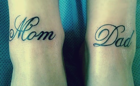 Mom And Dad Words Tattoo