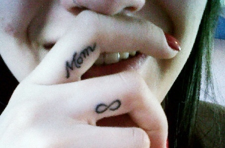 Mom And Infinity Tattoos On Fingers For Girls