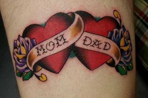 Mom Dad Love Traditional Tattoo