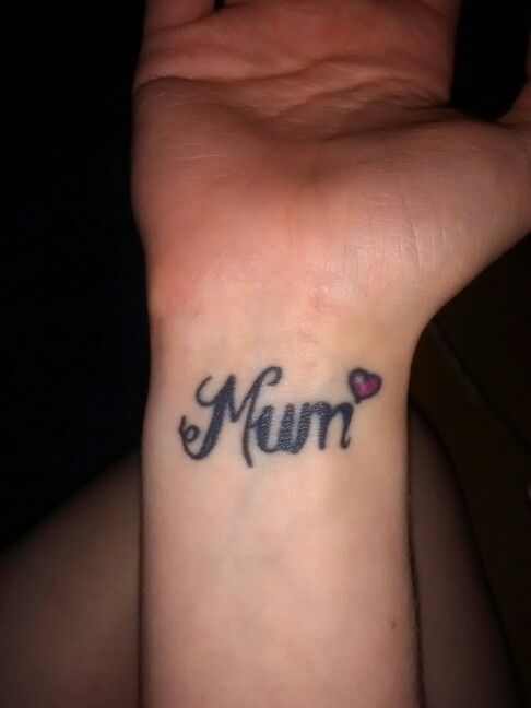 Mom Heart Tattoo On Wrist