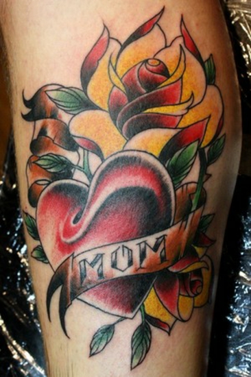 Mom Heart Traditional Tattoo