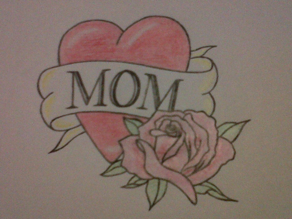 Mom Rose Flower Tattoo Design
