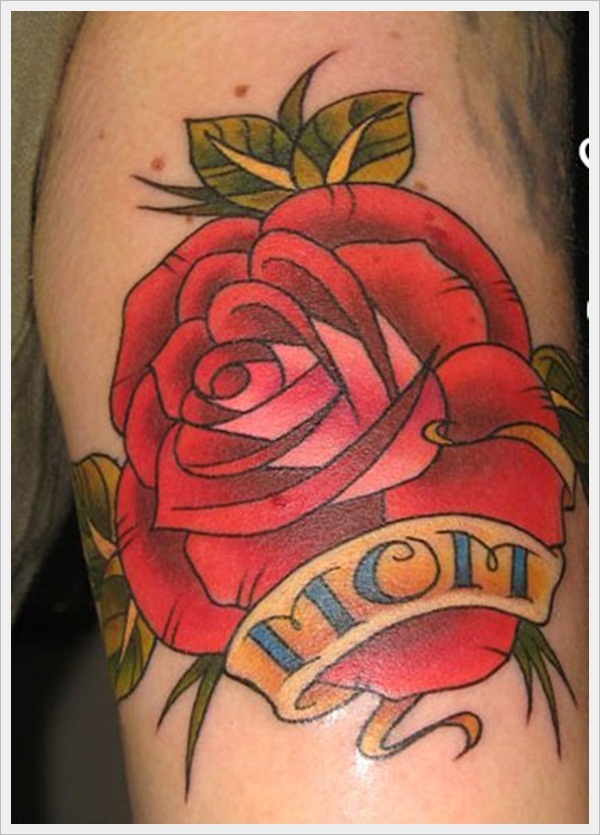 Mom Rose Flower Traditional Tattoo