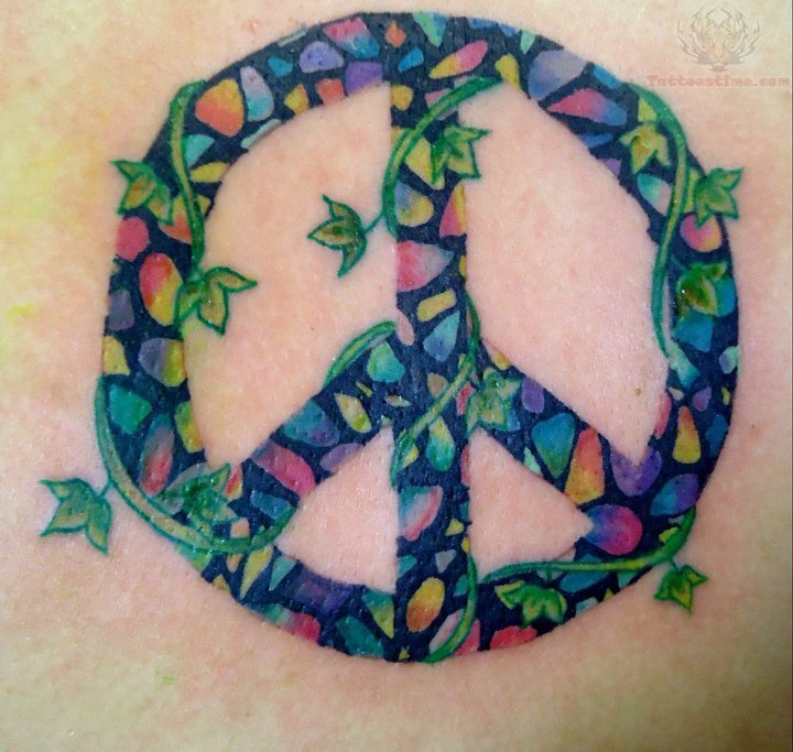Mosaic Peace Sign Tattoo