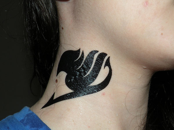 Neck Black Fairy Tail Symbol Tattoo