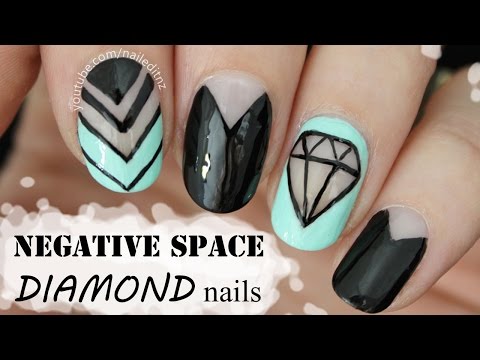 Negative Space Diamond Nail Art