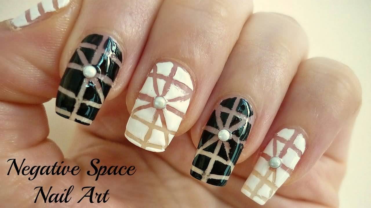Negative Space Nail Art With Studs Tutorial