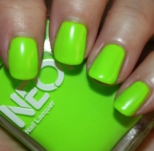 Neon Green Simple Nail Art Idea