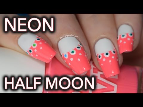Neon Half Moon Nail Art