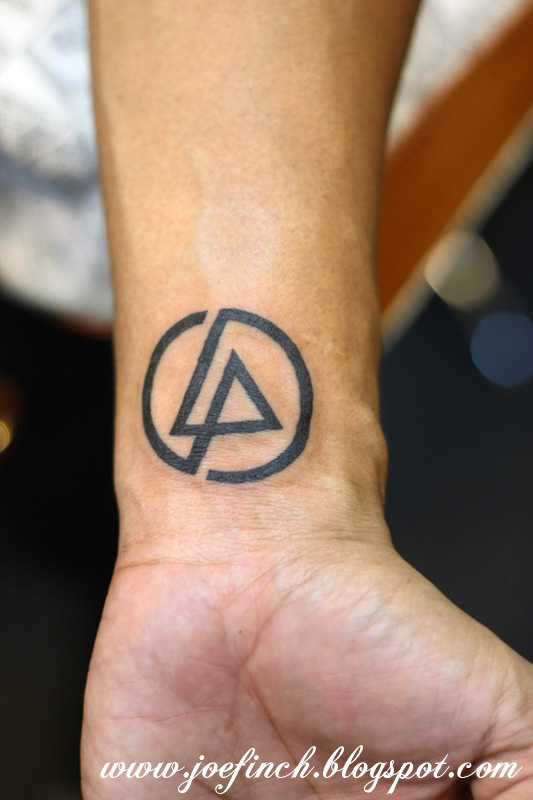Nice Black Linkin Park Logo Tattoo On Wrist