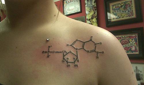 Nice Chemistry Equation Tattoo On Chest