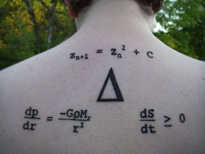 Nice Equation Tattoo On Upper Back