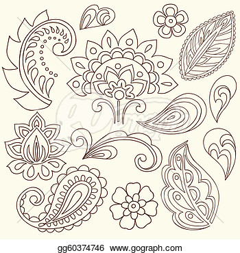 Nice Flower Paisley Pattern Tattoo Stencil