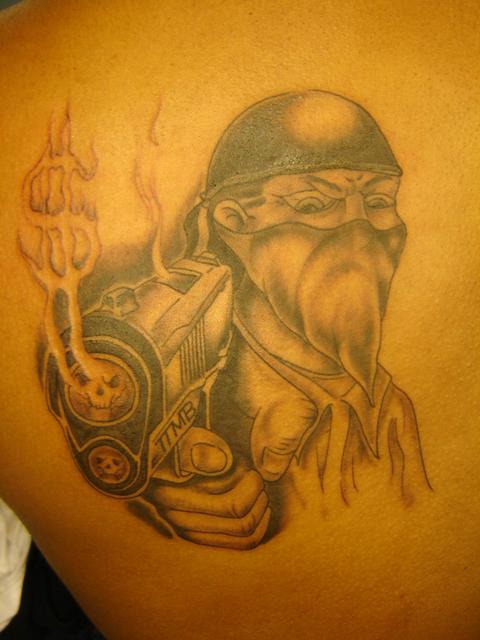 Nice Gangsta With Gun Tattoo