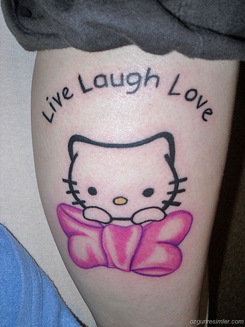 Nice Live Laugh Love With Hello Kitty Tattoo