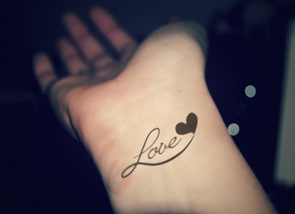 Nice Love Heart Tattoo On Wrist