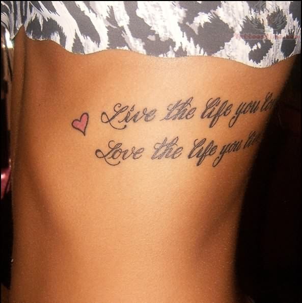 Nice Love Quote Tattoo On Side Rib