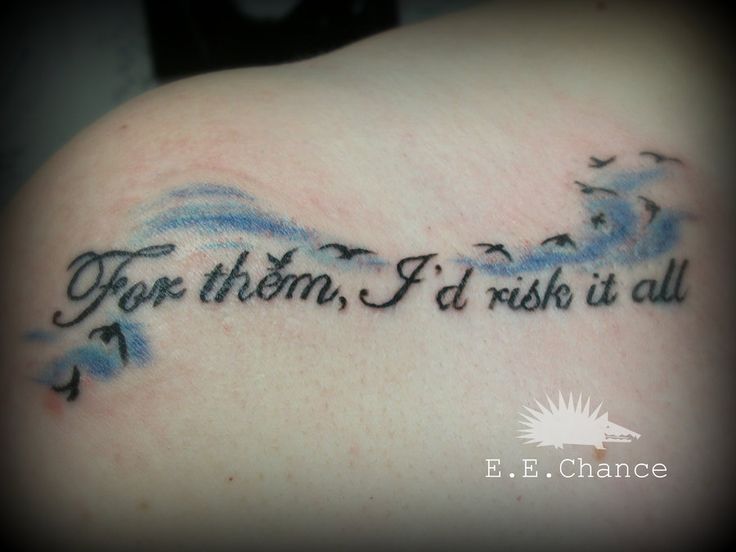 Nice Love Quote With Birds Tattoo