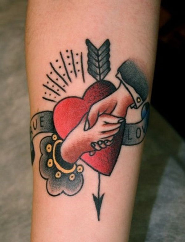 Nice Love Traditional Tattoo On Forearm
