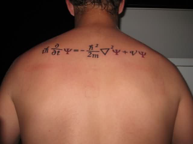 Nice Man Upper Back Physics Tattoo