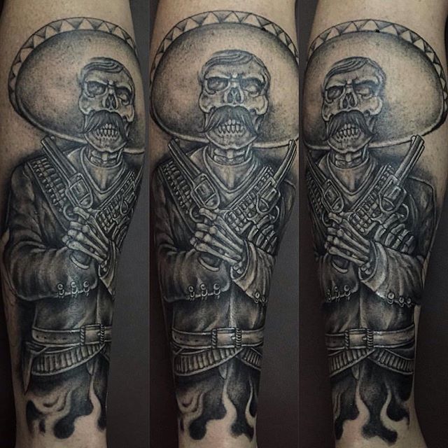 Nice Mexican Gangsta Skeleton Tattoo