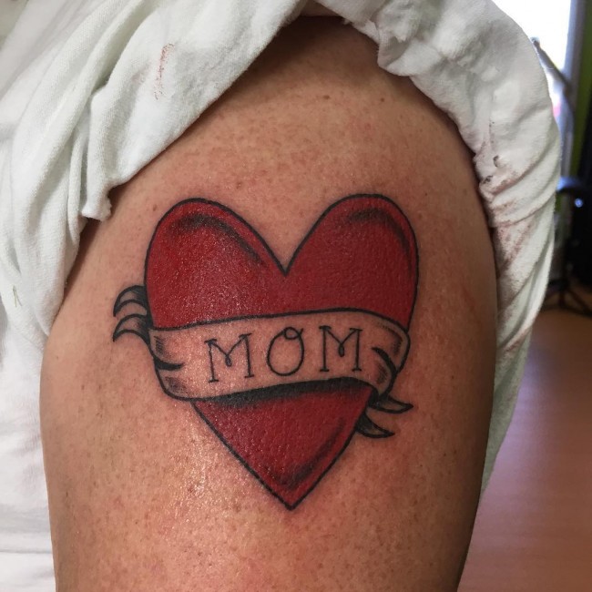 Nice Mom Love Tattoo On Left Shoulder