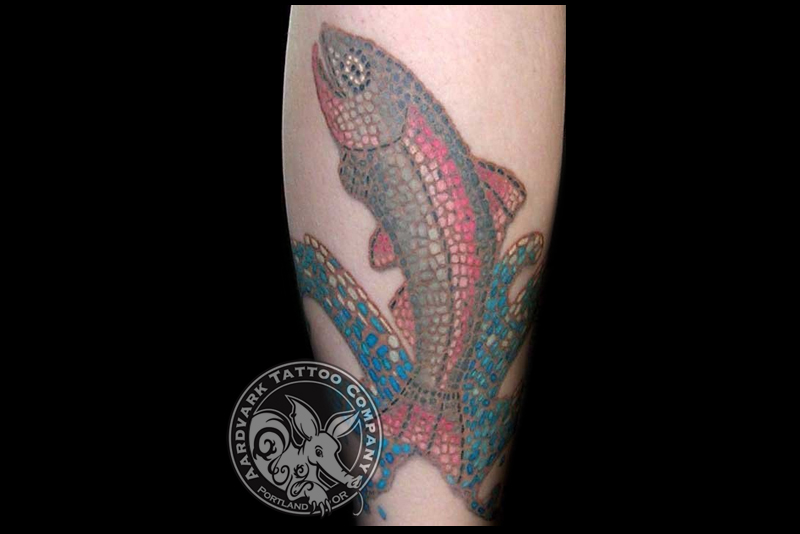 Nice Mosaic Fish Tattoo