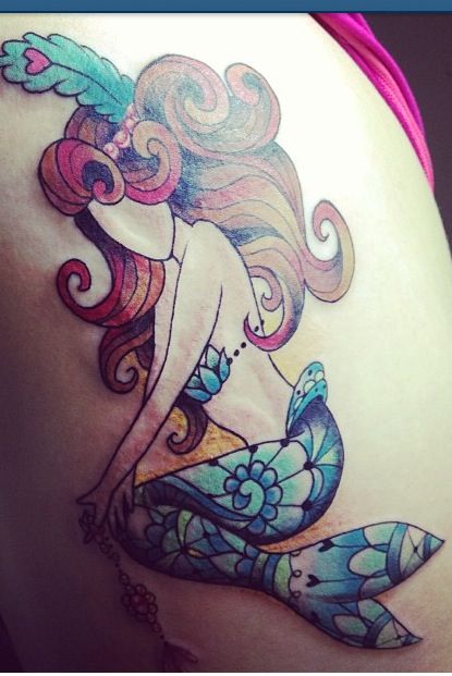 Nice Mosaic Mermaid Tattoo
