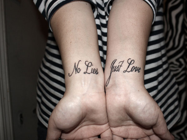 Nice No Lies Just Love Tattoos On Both Wrists