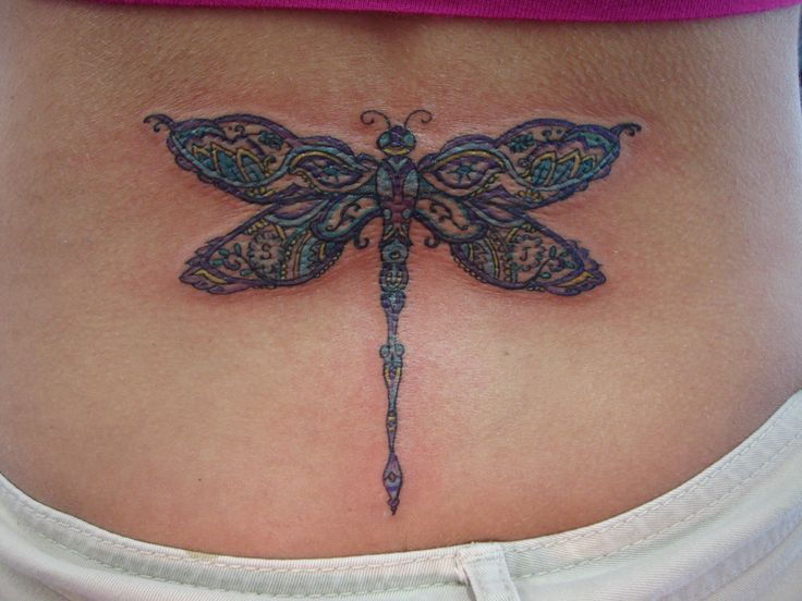 Nice Paisley Pattern Dragonfly Tattoo