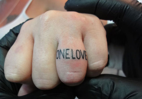 One Love Tattoo On Finger
