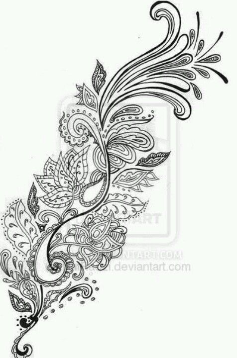 Paisley Pattern Flower Tattoo Stencil