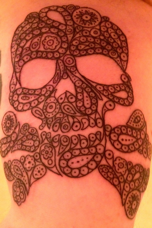 Paisley Pattern Skull Tattoo