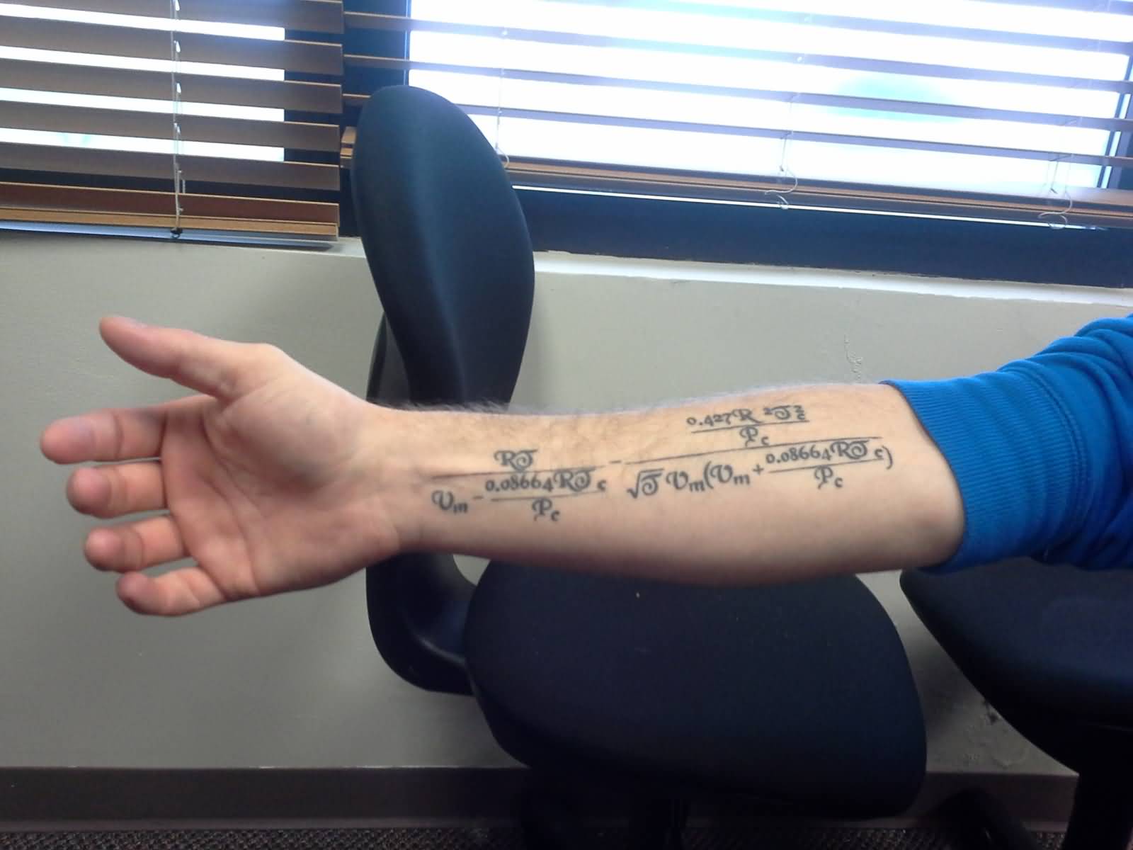 Physics Peng Robinson Equation Tattoo On Forearm