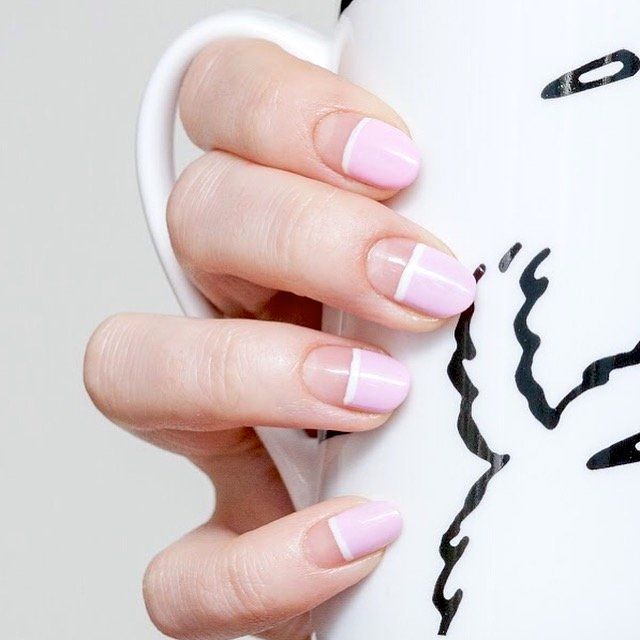 Pink And White Negative Space Nail Art