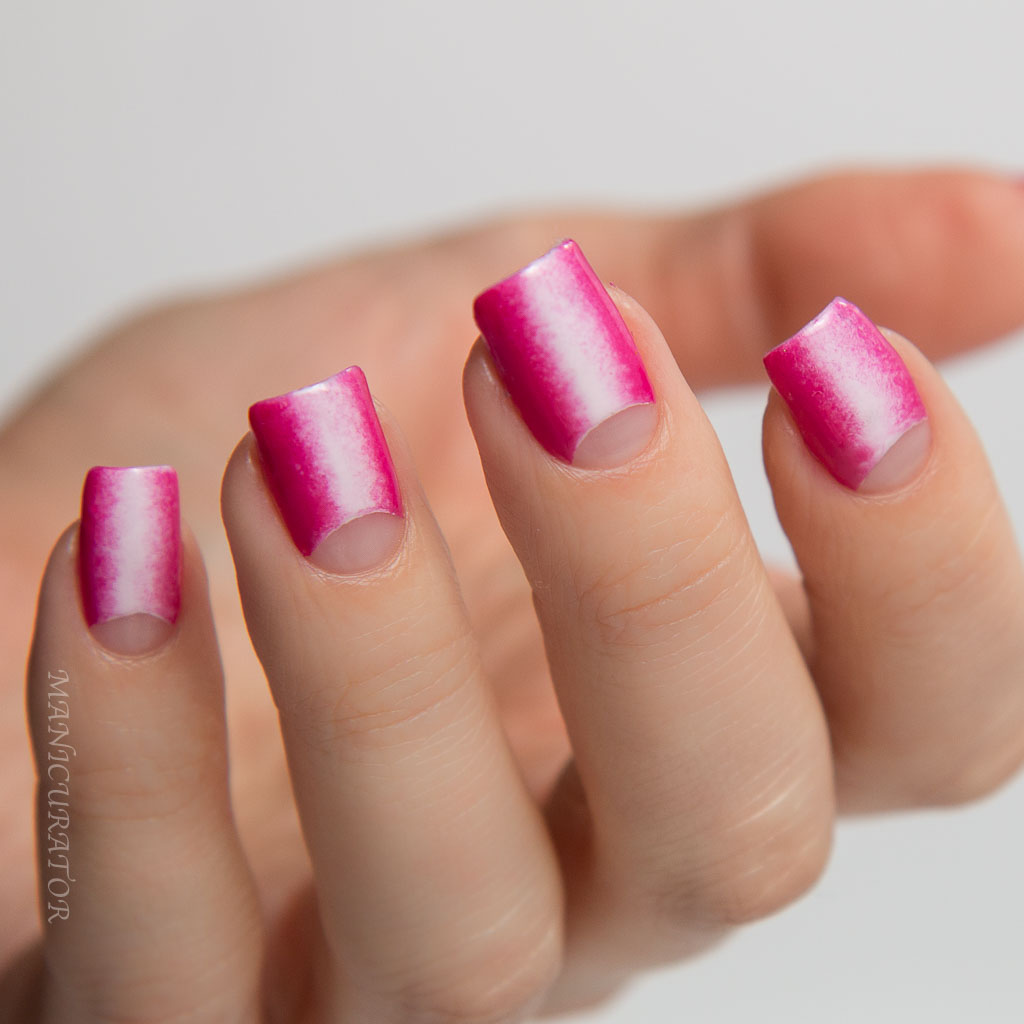 Pink Nails With Reverse French Tip Half Moon Negative Space Nail Art