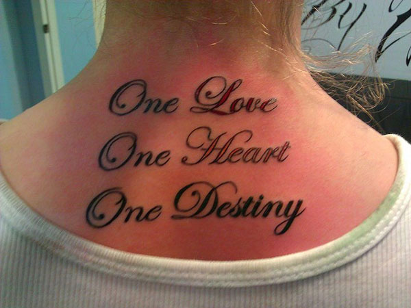 Power Of One Tattoo On Nape For Girls