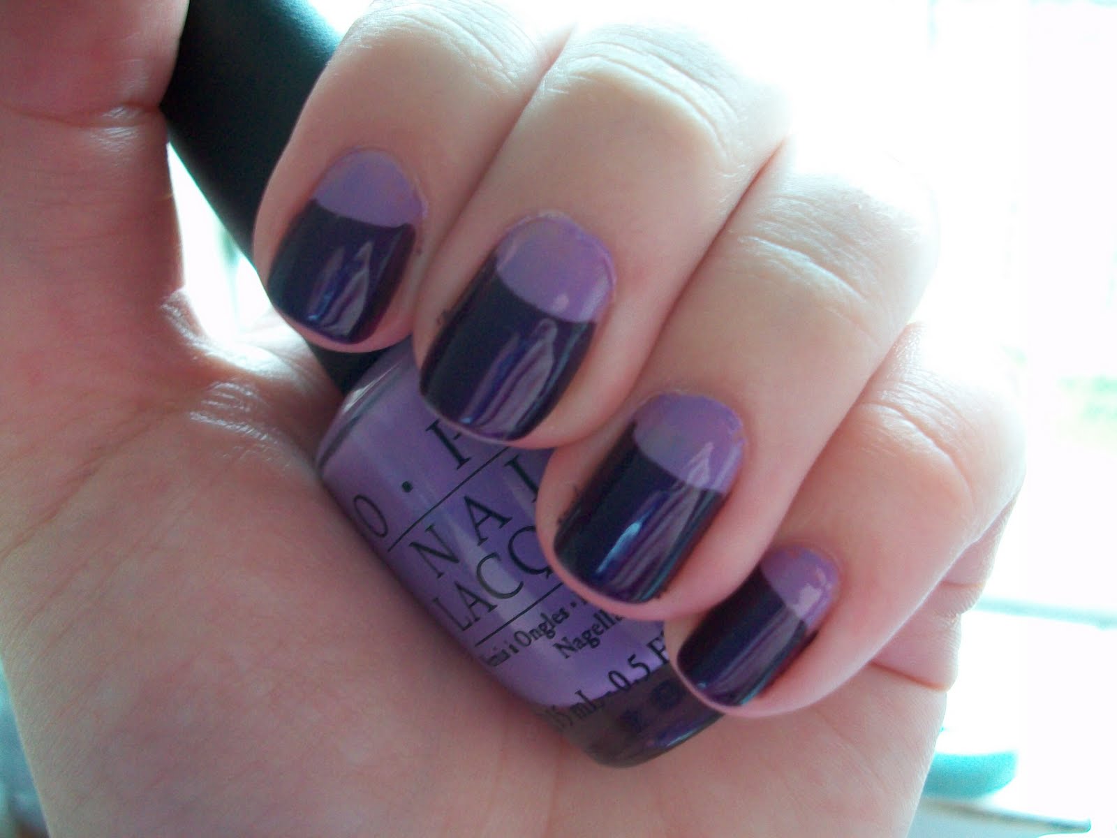 Purple Half Moon Nail Art Design