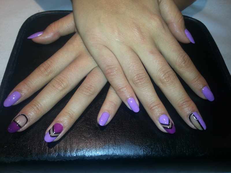 Purple Negative Space Nail Art Design
