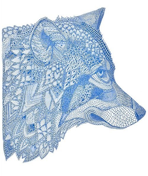 Realistic Mosaic Wolf Tattoo Design