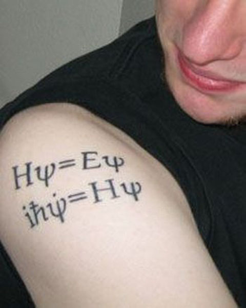 Short Equation Tattoo On Right Shoulder