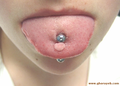 Silver Barbell Oral Piercing For Girls