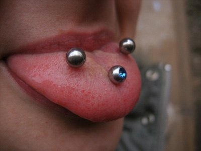 Silver Studs Multiple Tongue Piercing Picture