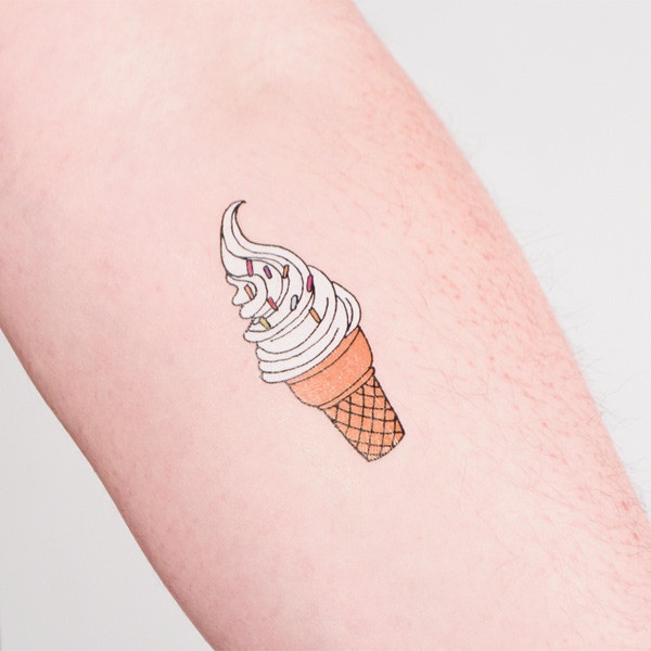 Simple And Tiny Ice Cream Tattoo On Arm